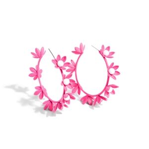 Pink Floral Hoop Earrings